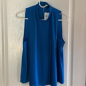 Banana Republic Factory cobalt blue sleeveless pleated blouse, medium, NWT